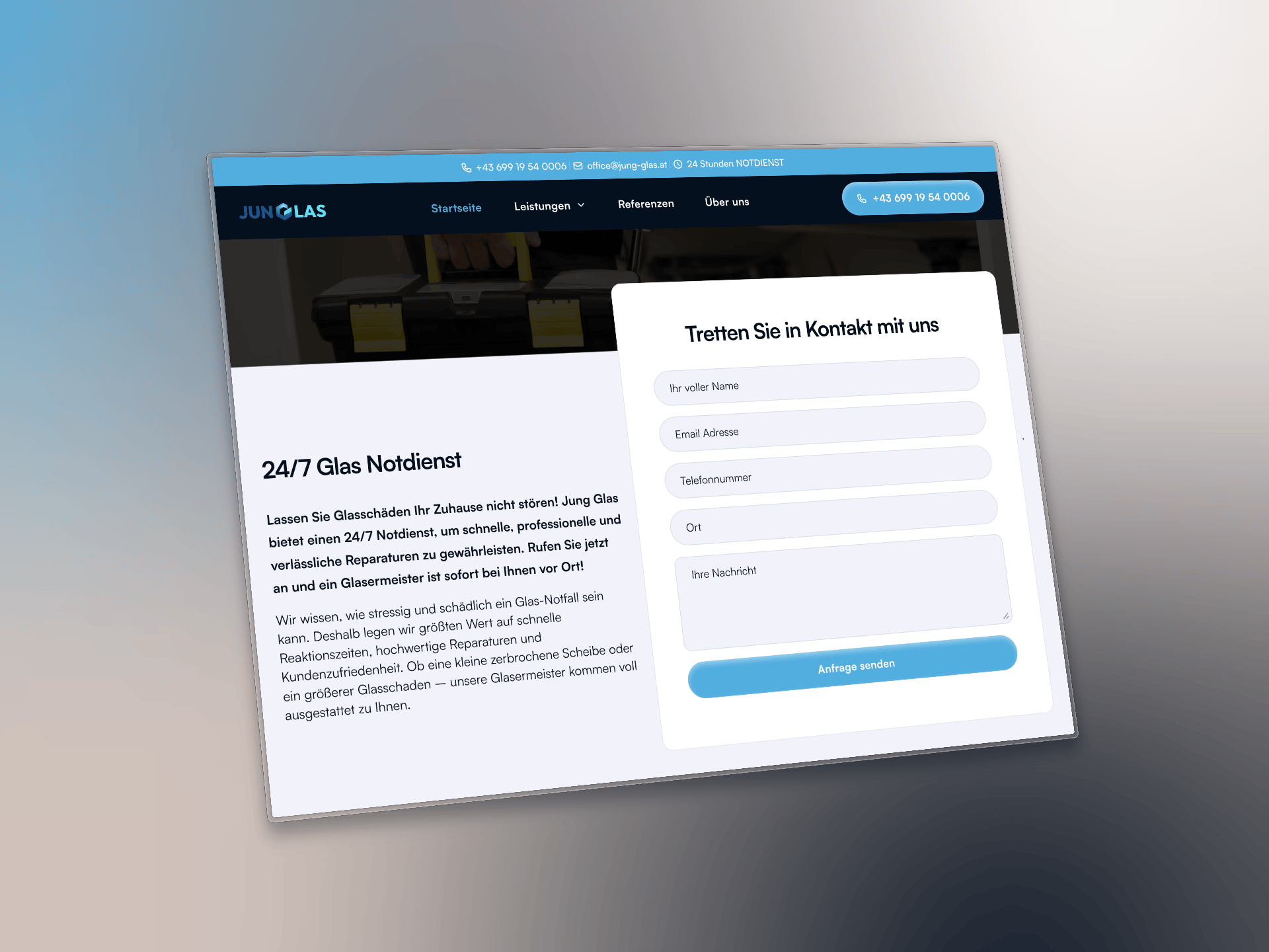 Jung Glas homepage design