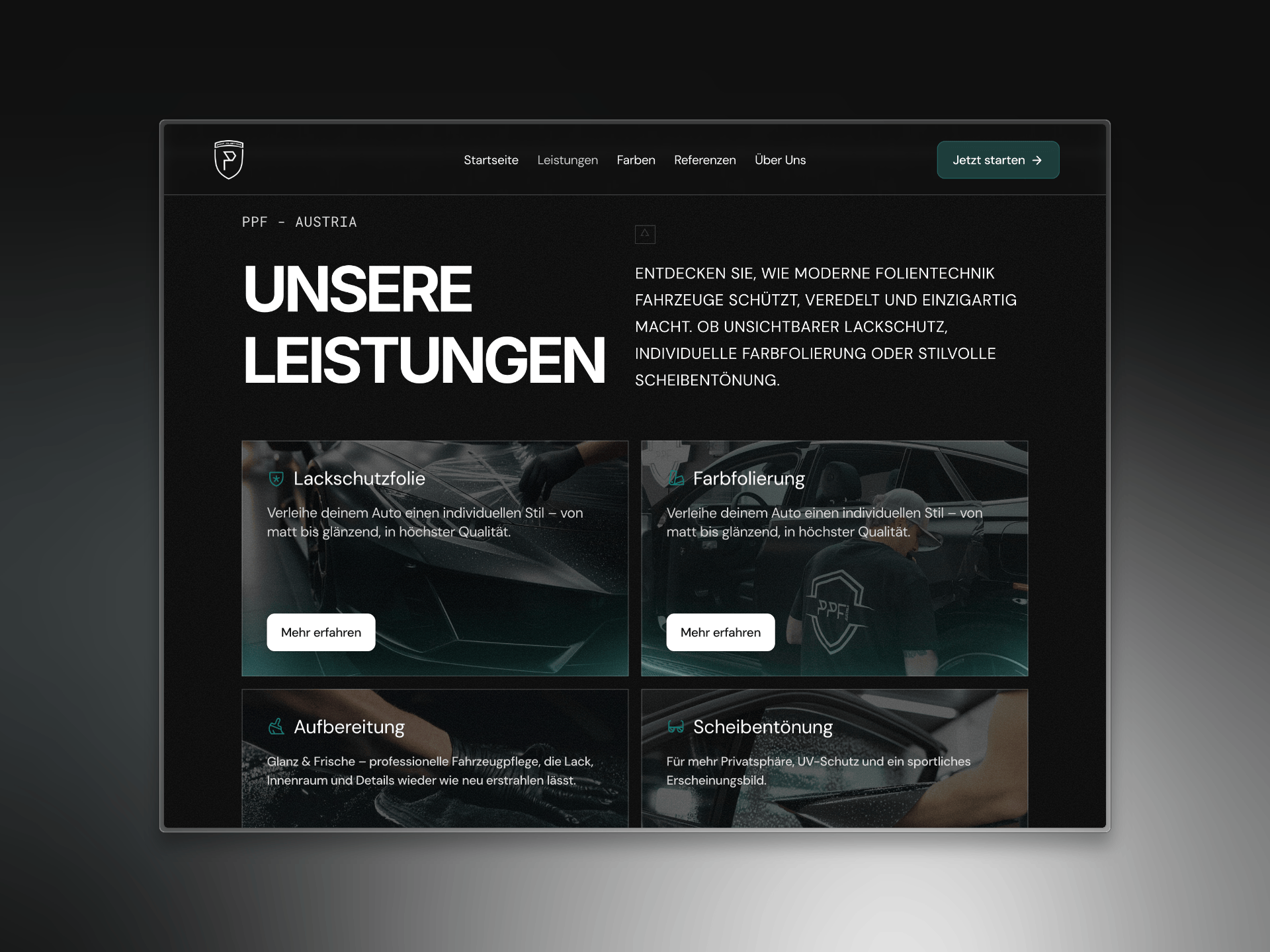 PPF Austria homepage design